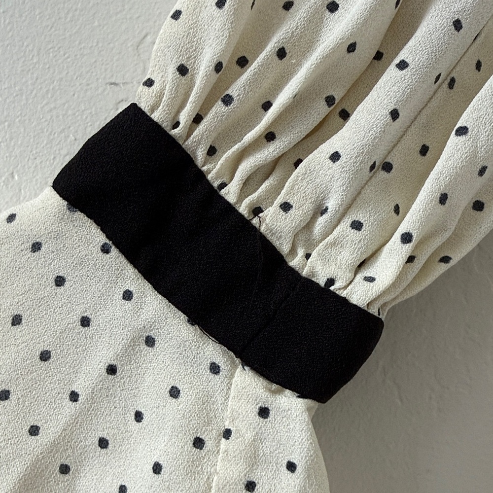 Vintage Young Edwardian by Arpeja Babydoll Mini Dress Polka Dot Flare Sleeves - Picture 6 of 14